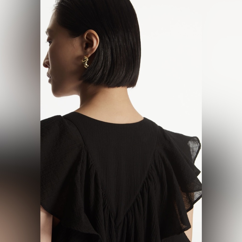 COS Ruffled Cap-Sleeve Dress in Black - Picture 4 of 11